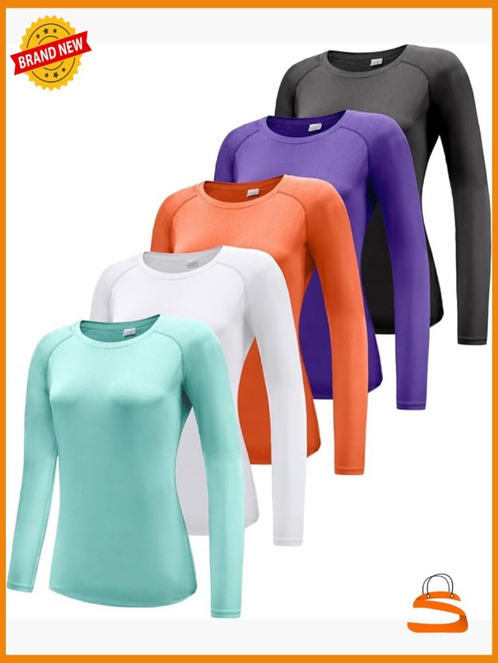 Long Sleeve UPF 50+ Sun Protection Athletic T-Shirts 5 Pack Women's Quick Dry